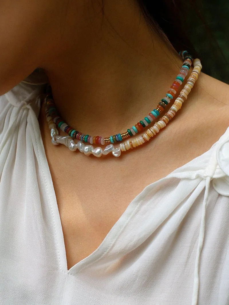 Natural Stone Colorful Beaded Necklace