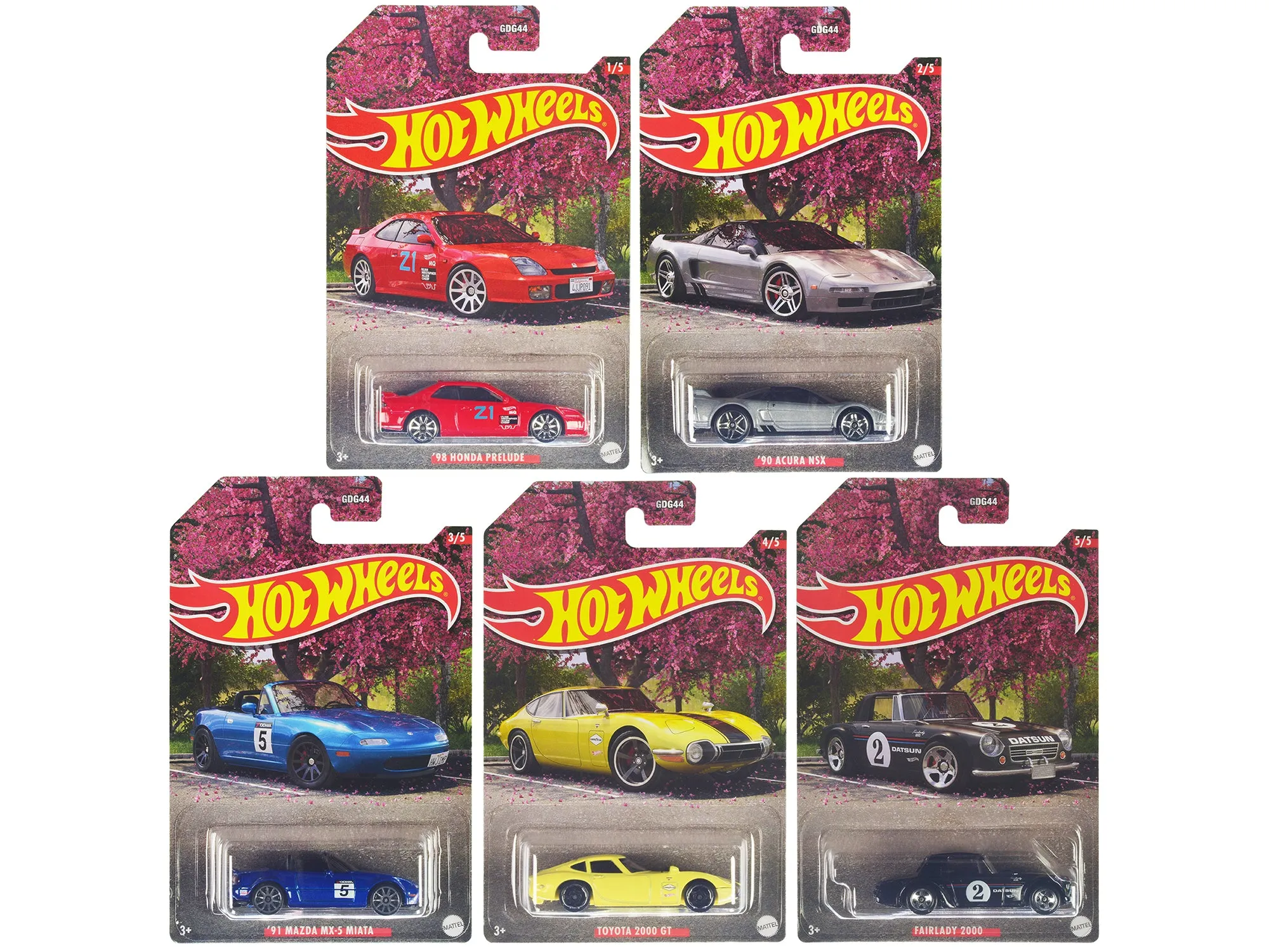 "JDM Assortment" 5 piece Set Diecast Model Cars by Hot Wheels