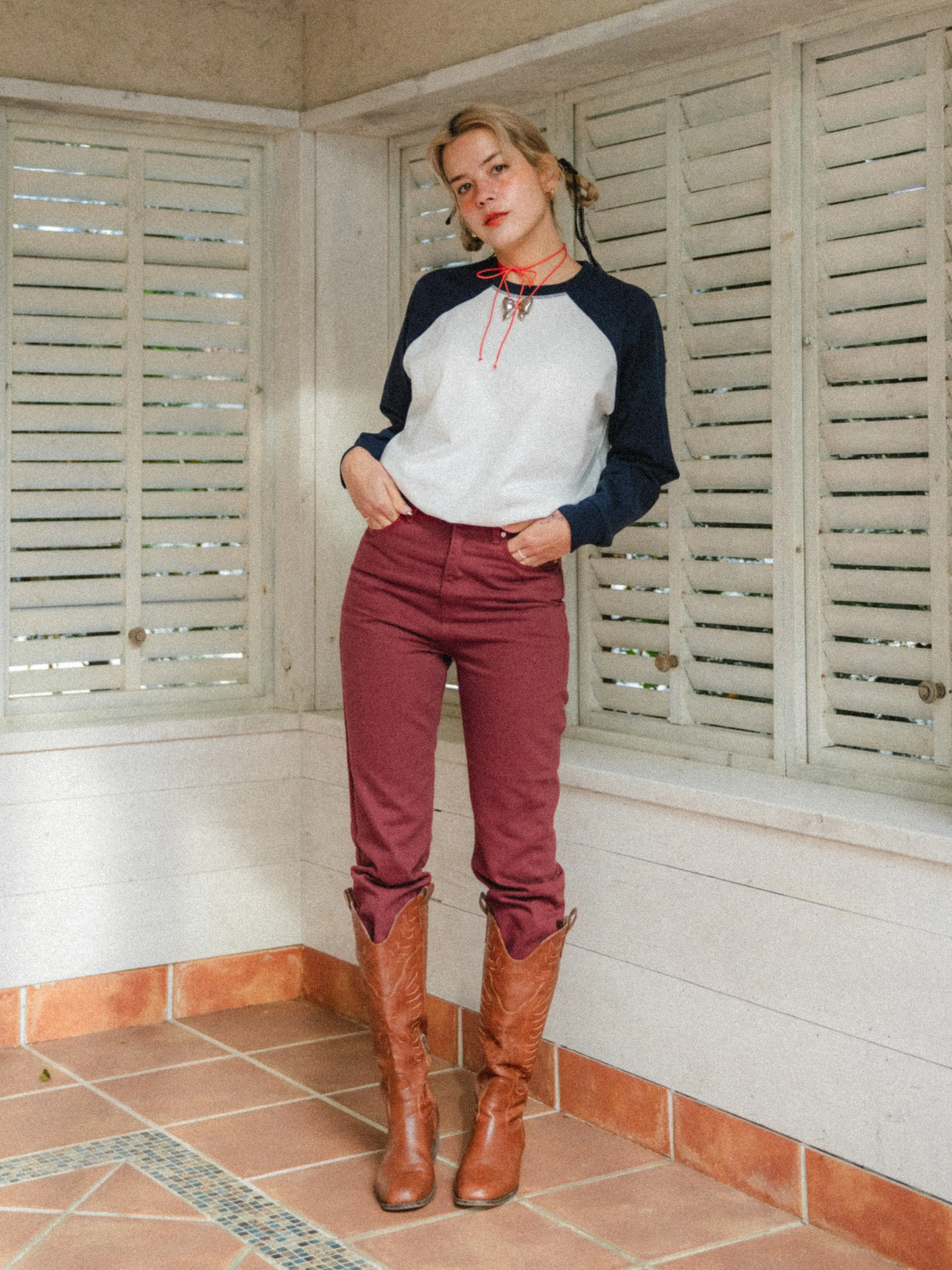 Red Copper Cropped Jeans