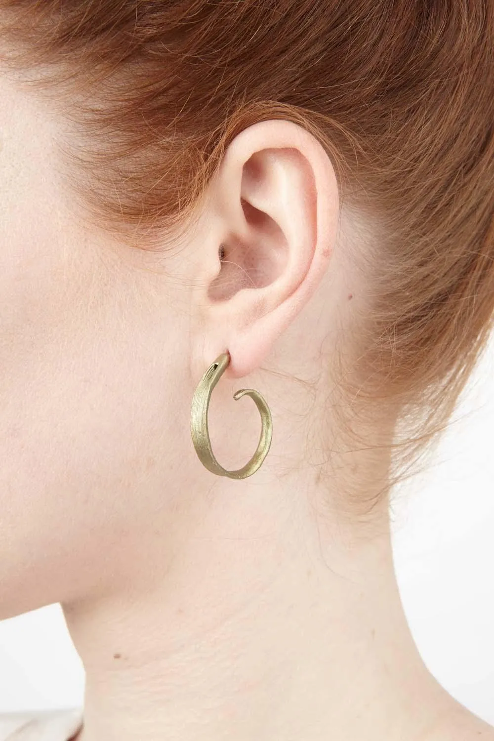 Rice Earrings - Leaf Hoop Post