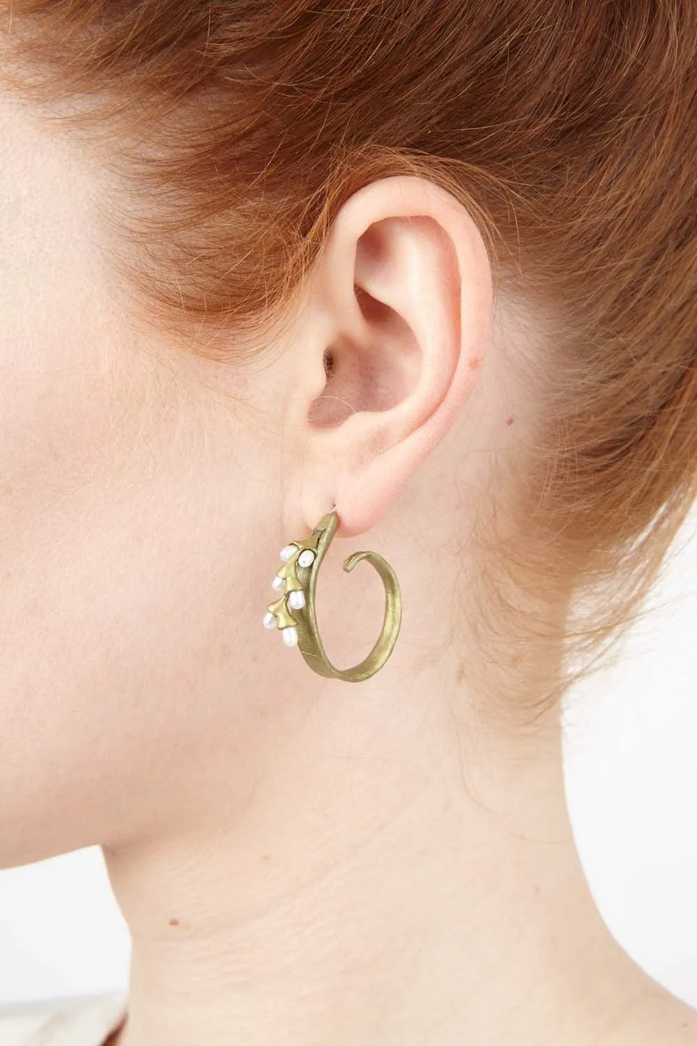 Rice Earrings - Pearl Hoop Post