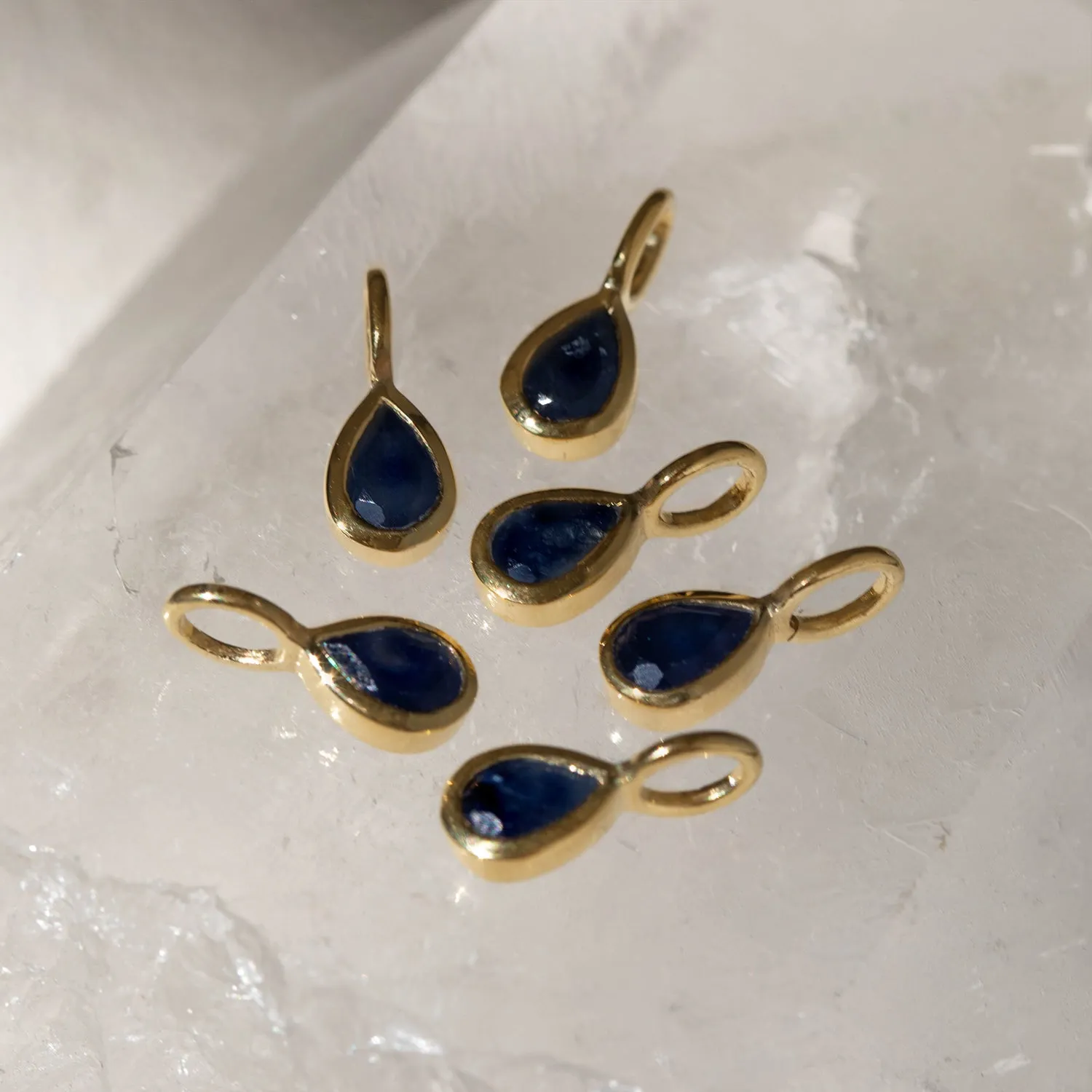 Small Teardrop Gem Charm | Blue Sapphire