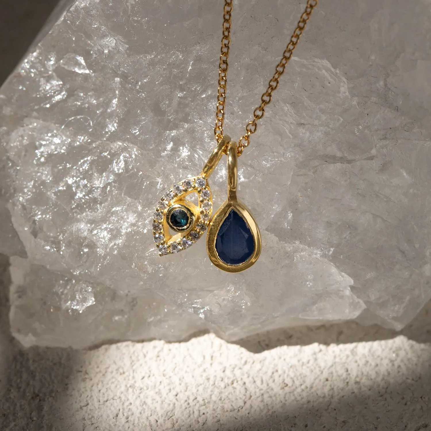 Small Teardrop Gem Charm | Blue Sapphire