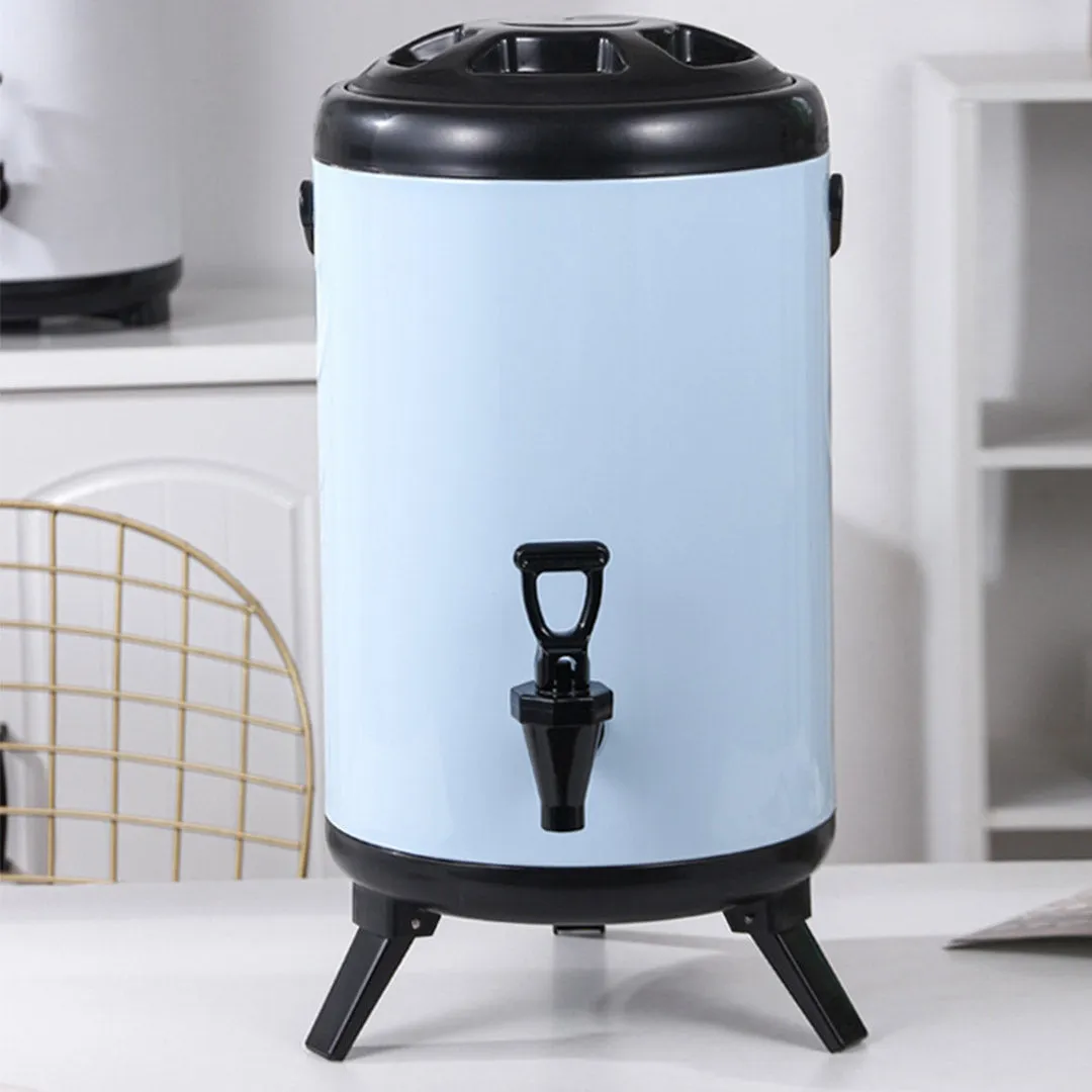 SOGA 10L Stainless Steel Insulated Milk Tea Barrel Hot and Cold Beverage Dispenser Container with Faucet White