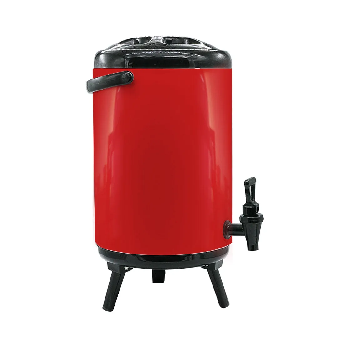 SOGA 12L Stainless Steel Insulated Milk Tea Barrel Hot and Cold Beverage Dispenser Container with Faucet Red