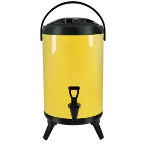 SOGA 12L Stainless Steel Insulated Milk Tea Barrel Hot and Cold Beverage Dispenser Container with Faucet Yellow