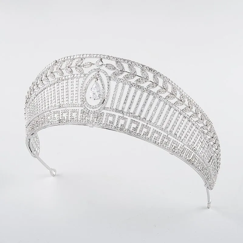 Spanish Royal Queen Princess Cubic Tiaras Wedding Crown