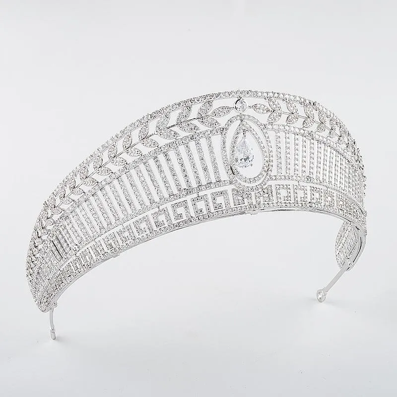 Spanish Royal Queen Princess Cubic Tiaras Wedding Crown