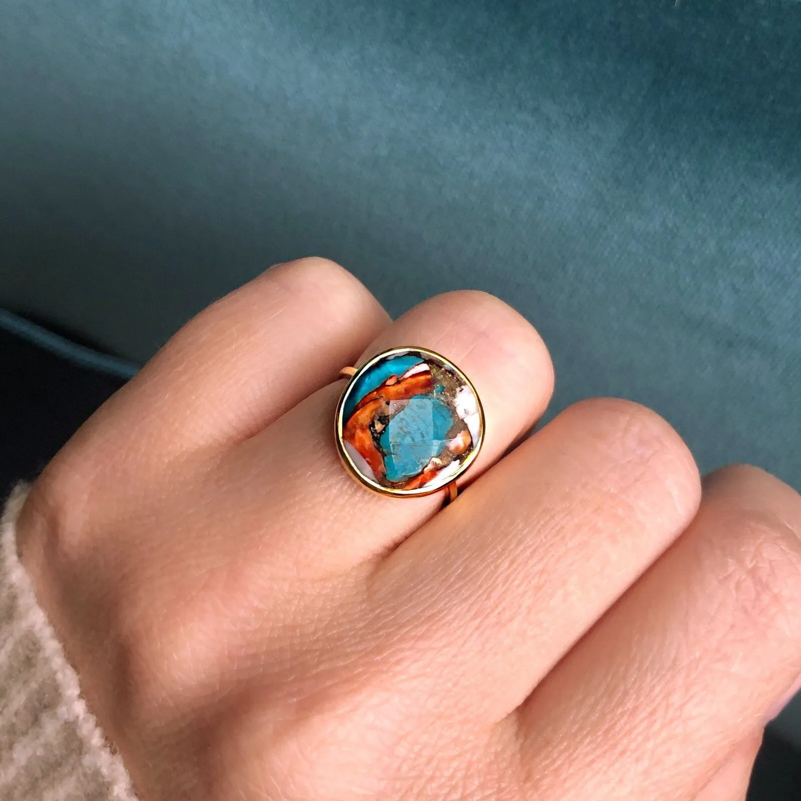 Statement Oyster Turquoise Ring