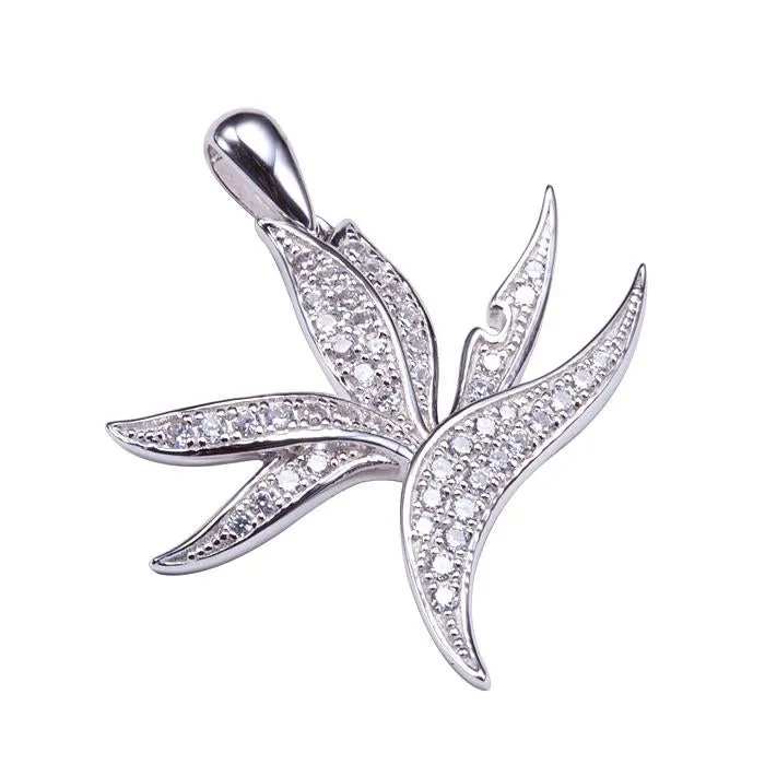 Sterling Silver Bird of Paradise Pave CZ Pendant (Chain Sold Separately)