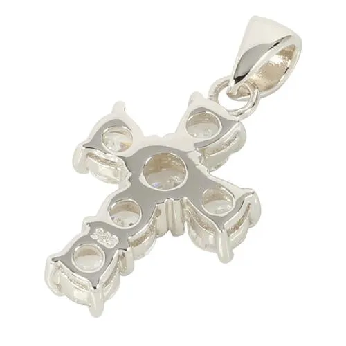 Sterling Silver CZ Inlay Cross Pendant (Chain Sold Separately)