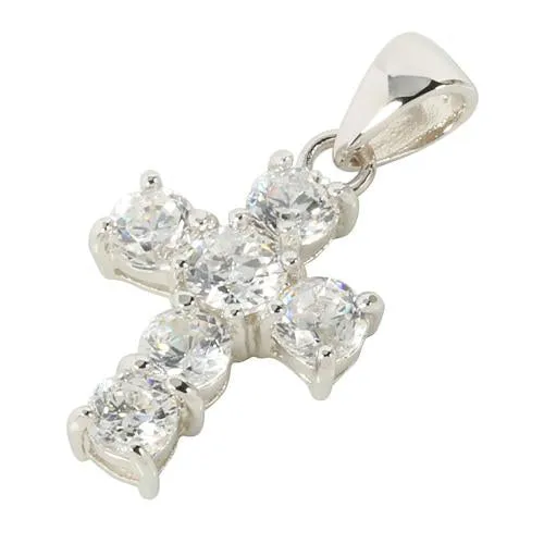 Sterling Silver CZ Inlay Cross Pendant (Chain Sold Separately)