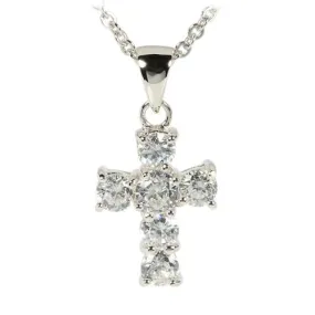 Sterling Silver CZ Inlay Cross Pendant (Chain Sold Separately)