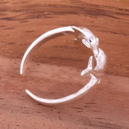 Sterling Silver Double Dolphin Toe Ring 2mm