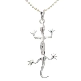 Sterling Silver Gecko with 2 CZ Pendant (Chain Sold Separately)