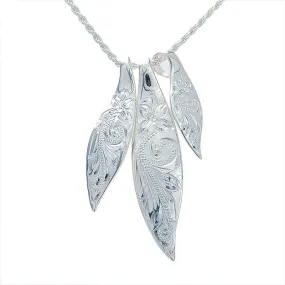 Sterling Silver Hawaiian Scroll 3 Leaf Pendant (Chain Sold Separately)