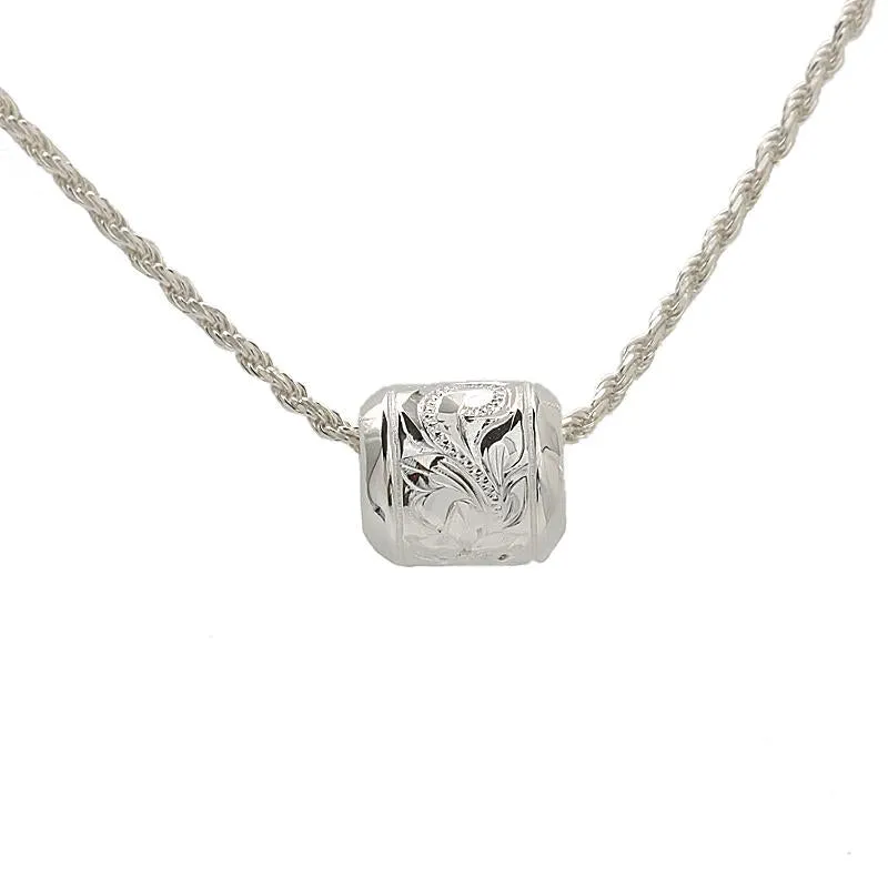 Sterling Silver Hawaiian Scroll Barrel Pendant (Chain Sold Separately)