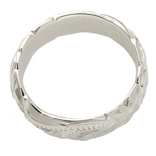 Sterling Silver Hawaiian Scroll Cut Out Edge Ring 6mm Heavy Weight (1.7mm)