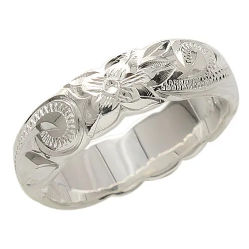 Sterling Silver Hawaiian Scroll Cut Out Edge Ring 6mm Heavy Weight (1.7mm)