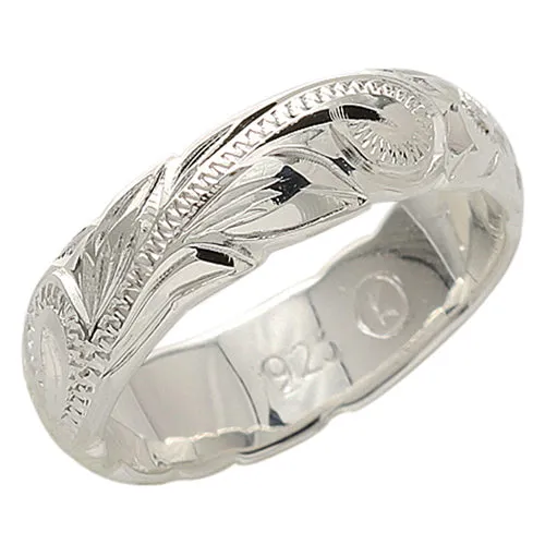 Sterling Silver Hawaiian Scroll Cut Out Edge Ring 6mm Heavy Weight (1.7mm)