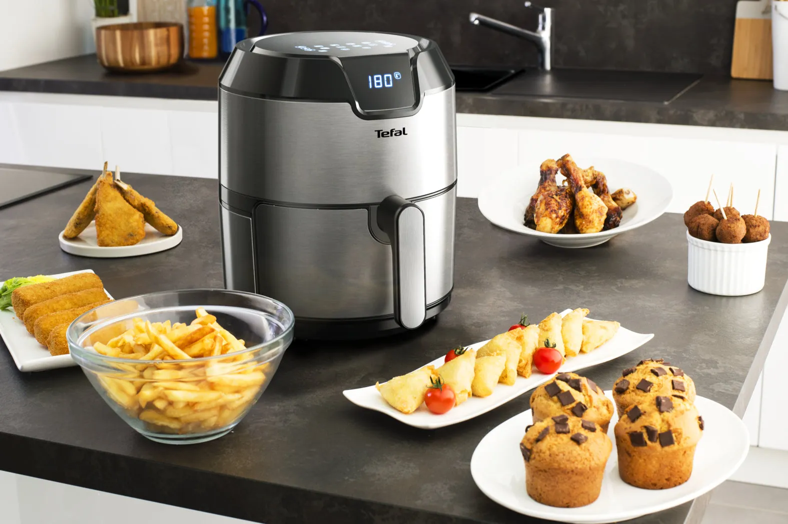 User manual and frequently asked questions Tefal Easy Fry Deluxe Digital EY401D Air Fryer